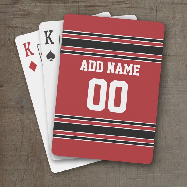 Team Jersey with Custom Name and Number Spielkarten (Personalized Playing Cards - Sports Jersey Design)