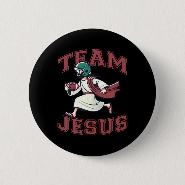 Team Jesus Football Lover T-Shirt Christlich Faith Button (Vorderseite)