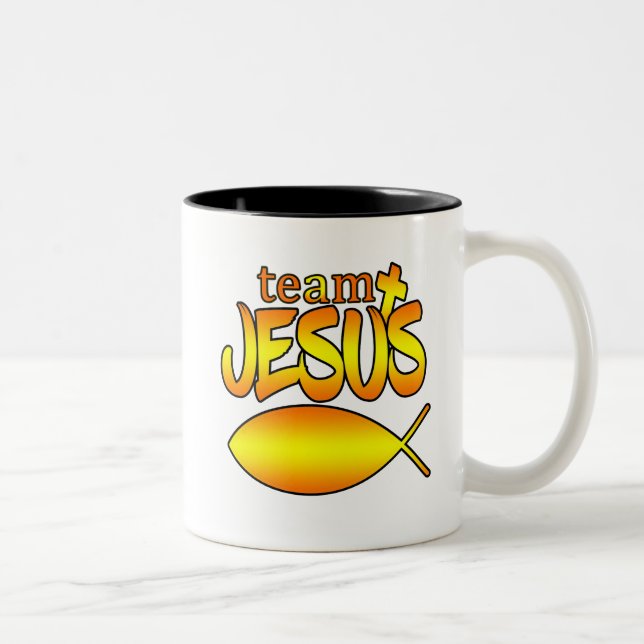 Team-Jesus-Kaffee-Tasse Zweifarbige Tasse (Rechts)