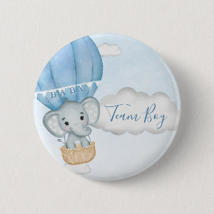 Team Junge Elefant Luftballon Baby Shower Button