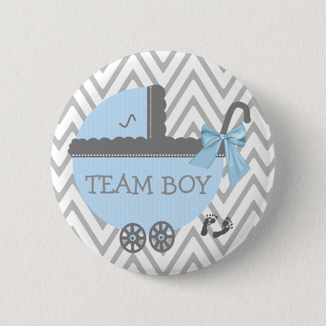 Team-Jungen-blaue Kinderwagen-Dusche Button (Vorderseite)