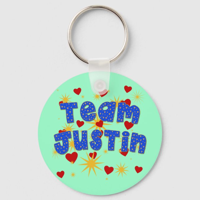 TEAM JUSTIN! T - Shirt für Kinder und Erwachsene Schlüsselanhänger (Vorderseite)