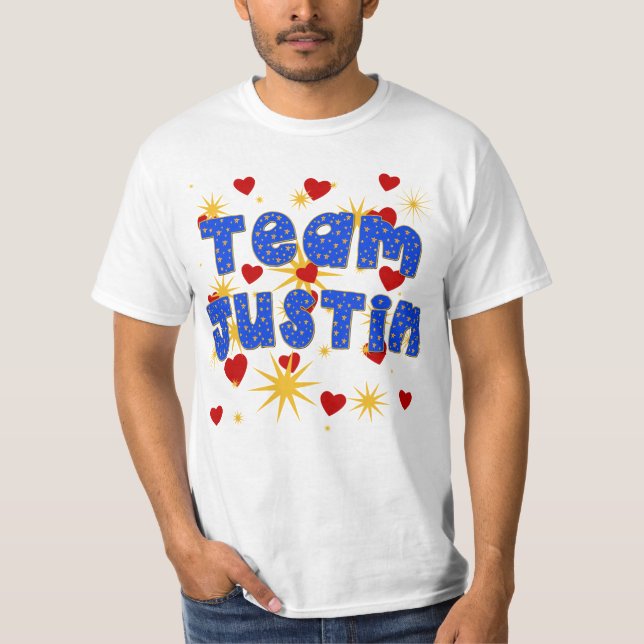 TEAM JUSTIN! T - Shirts für Kinder und Erwachsene (Vorderseite)