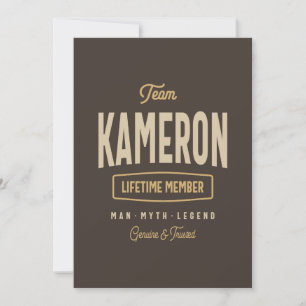 Team Kameron Lifetime Personalisiert Name Einladung