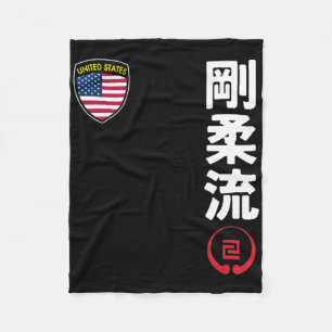 Team Karate Goju Ryu Usa Flag Kanji Japanisch Mart Fleecedecke