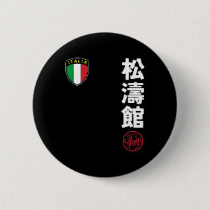 Team Karate Shotokan Italien Flaggen Kanji Japanis Button