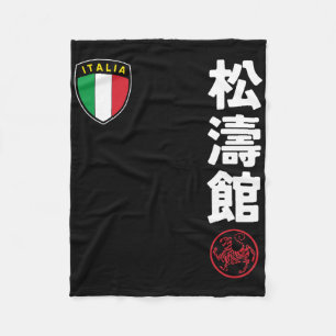 Team Karate Shotokan Italien Flaggen Kanji Japanis Fleecedecke