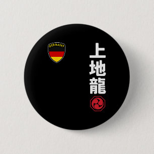 Team Karate Uechi Ryu Deutsche Flagge Japanisches  Button