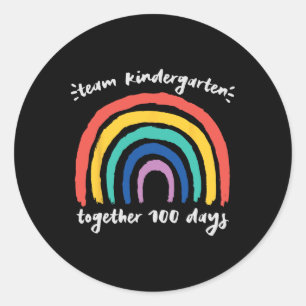 Team Kindergarten Gemeinsam 100 Tage Regenbogenleh Runder Aufkleber