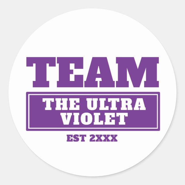 Team lila personalisierte Familien- oder Teamaufkl Runder Aufkleber (Vorderseite)