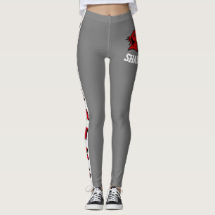 Team & Lüfter Grau/Weiß/Rot-Maskottchen Leggings