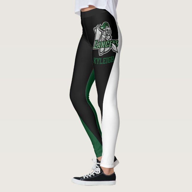 Team & Lüfter Grün/Schwarz/Weiß-Maskottchen Leggings (Links)