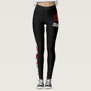 Team & Lüfter Schwarz/Rot/Weiß-Maskottchen Leggings
