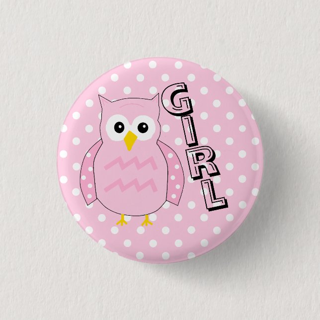 Team-Mädchen-Eulen-Babyparty-Spiel Button (Vorderseite)