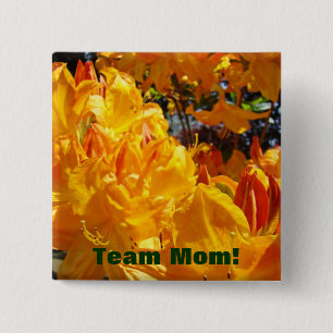 Team-Mama! Knöpfe Orange Rhodies Blumen Button