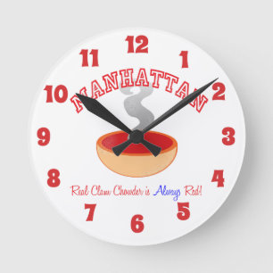Team Manhattan Clam Chowder Runde Wanduhr