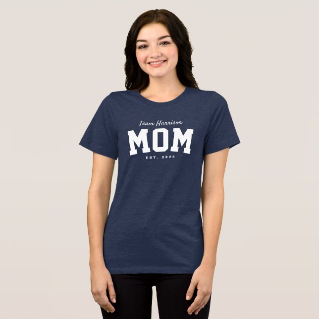 Team Mom niedlicher personalisierter Text Tri-Blend Shirt (Vorderseite voll)