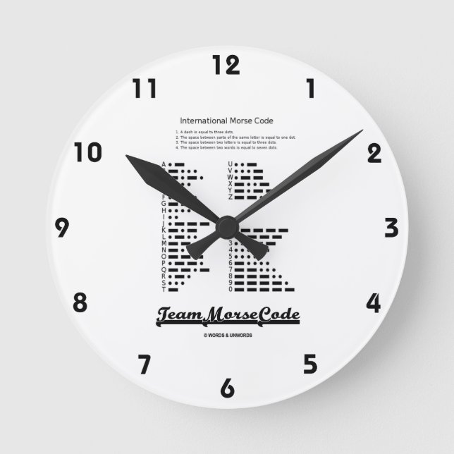 Team-Morsealphabet (Kommunikations-Punkte u. Runde Wanduhr (Vorderseite)