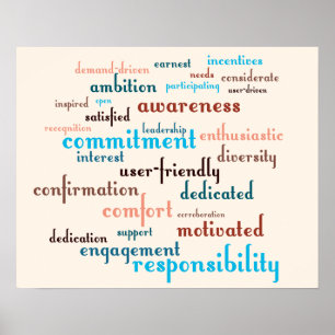 Team-Motivations-Wort-Wolken-kundengerechter Poster