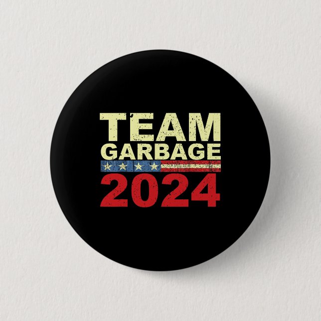 Team Müll für Trump 2024 Wahlen 2024 Abstimmung fü Button (Vorderseite)