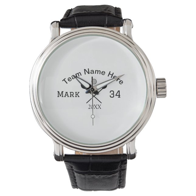 Team Name hier geben Name Nummer Ball Paddle Golf Armbanduhr (Vorderseite)
