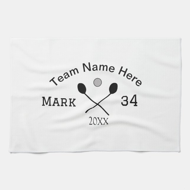 Team Name hier geben Name Nummer Ball Paddle Golf Geschirrtuch (Horizontal)