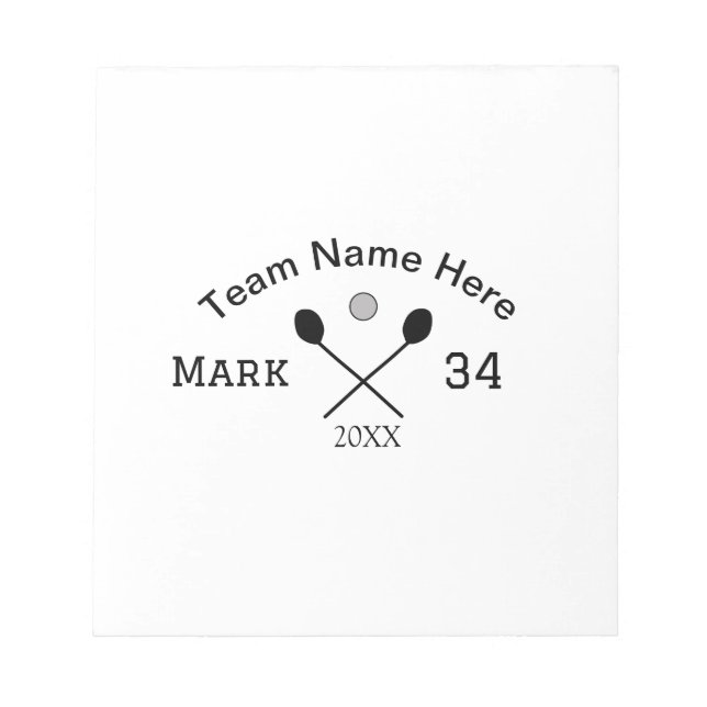 Team Name hier geben Name Nummer Ball Paddle Golf Notizblock (Vorderseite)