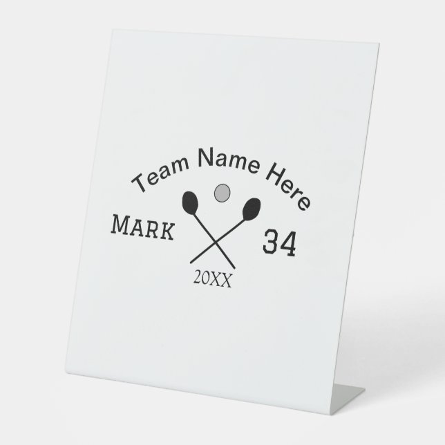 Team Name hier geben Name Nummer Ball Paddle Golf Sockelschild (Vorderseite)