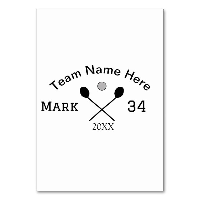Team Name hier geben Name Nummer Ball Paddle Golf Tischnummer (Vorderseite)