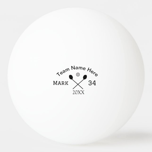 Team Name hier geben Name Nummer Ball Paddle Golf Tischtennisball (Vorderseite)
