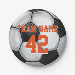 Team-Namen-und Zahl-Fußball Pappteller