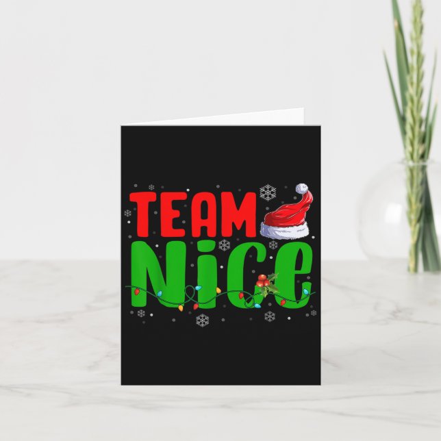 Team Naughty Nice Santa Hat Funny Christmas Matchi Karte (Vorderseite)