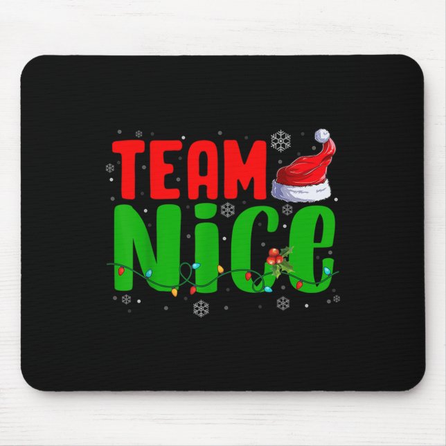 Team Naughty Nice Santa Hat Funny Christmas Matchi Mousepad (Vorne)