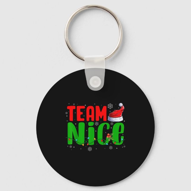 Team Naughty Nice Santa Hat Funny Christmas Matchi Schlüsselanhänger (Vorderseite)