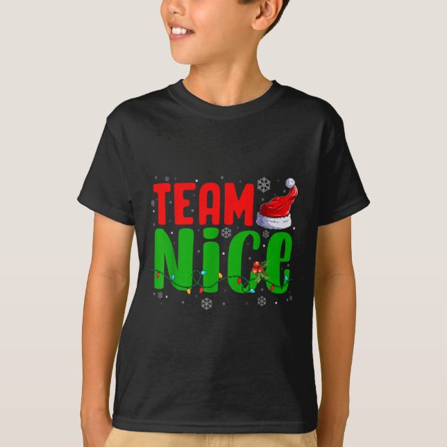 Team Naughty Nice Santa Hat Funny Christmas Matchi T-Shirt (Vorderseite)