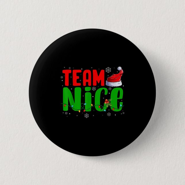 Team Naughty Nice Weihnachtsmannhut Lustiges Weihn Button (Vorderseite)