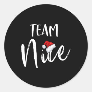 Team Nice Funny Christmas Familie Matching Pajamas Runder Aufkleber