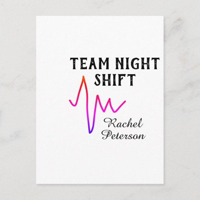 Team night shift nurse doctor medical name heart l postkarte (Vorderseite)
