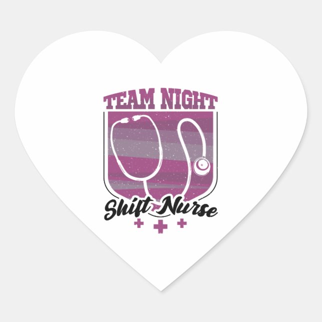 Team Night Shift Nurse Herz-Aufkleber (Vorderseite)