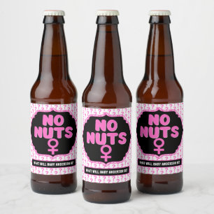Team No Nuts Funny Gender Reveal Baby Shower Bierflaschenetikett