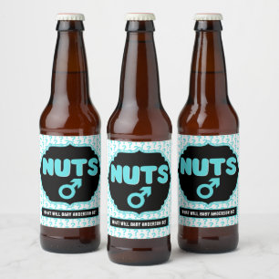 Team Nuts Funny Gender Reveal Baby Shower Bierflaschenetikett