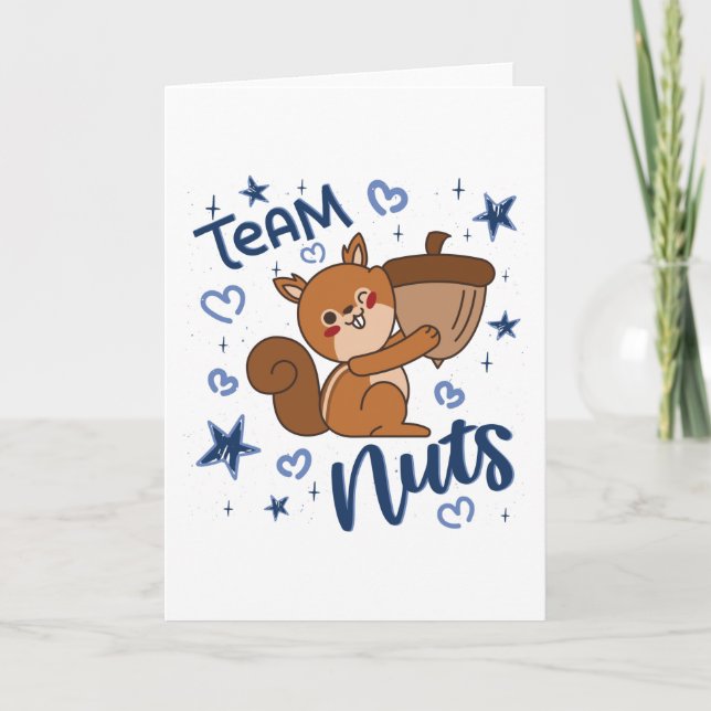 Team Nuts Gender Reveal Party Blue Boy Karte (Vorderseite)
