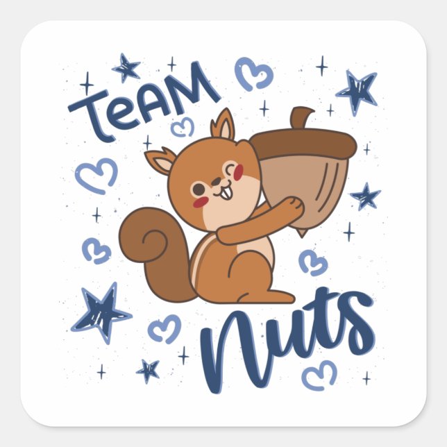 Team Nuts Gender Reveal Party Blue Boy Quadratischer Aufkleber (Vorderseite)