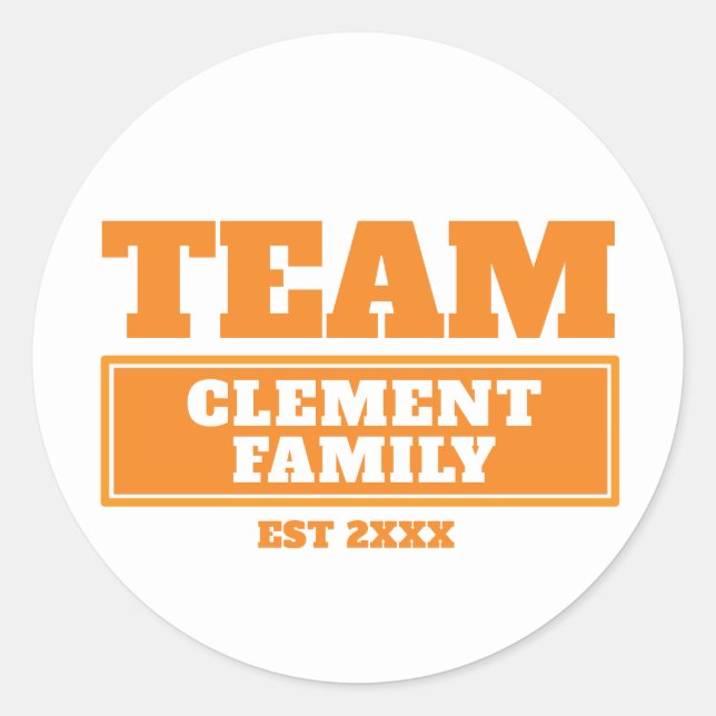 Team-Orange-personalisierte Familie- oder Teamaufk Runder Aufkleber (Vorderseite)