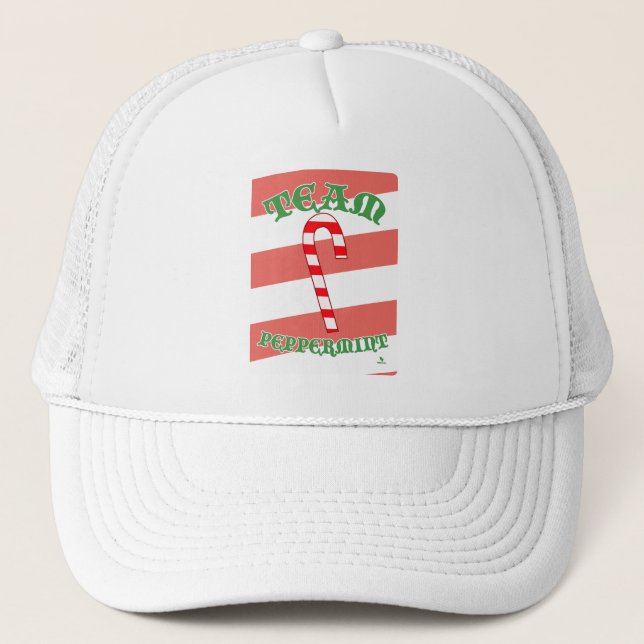 Team Peppermint Funny Christmas Holiday Design Truckerkappe (Vorderseite)