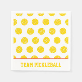 Team Pickleball Gelbe Balls Weiße Orangensportarte Serviette