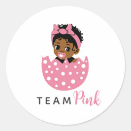 Team Pink African American Baby Girl In Egg  Runder Aufkleber