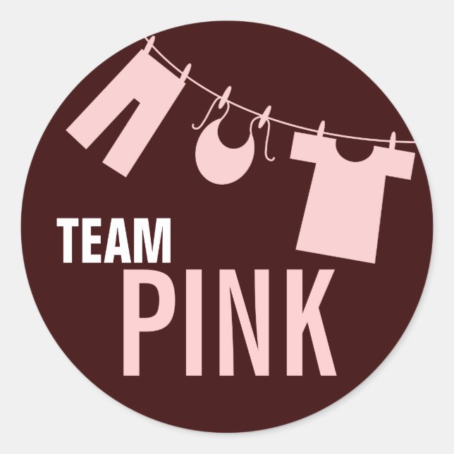Team Pink Baby Clothes Gender-Team-Aufkleber Runder Aufkleber (Vorderseite)