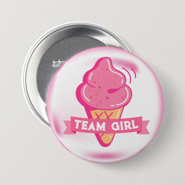 Team Pink Eis Geschlechter-Enthüllung Button (Vorne & Hinten)