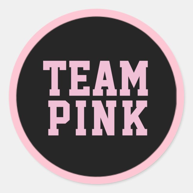 TEAM PINK Gender Reveal Baby Shower Game Labels Runder Aufkleber (Vorderseite)